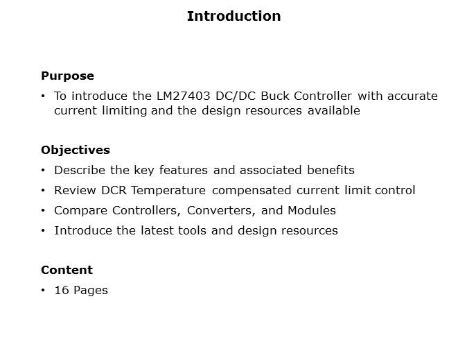 LM27403 DC/DC Buck Controller Slide 1