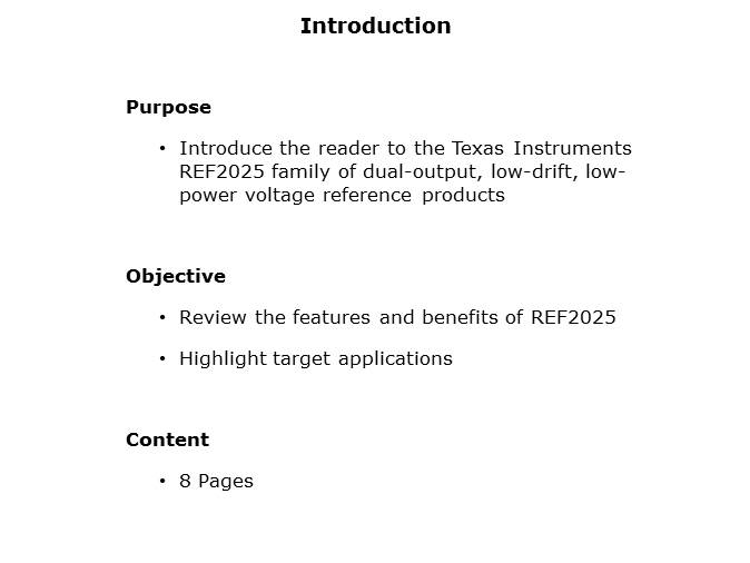 REF2025 Family Of Dual-output, Low-drift, Low-power Voltage References Slide 1