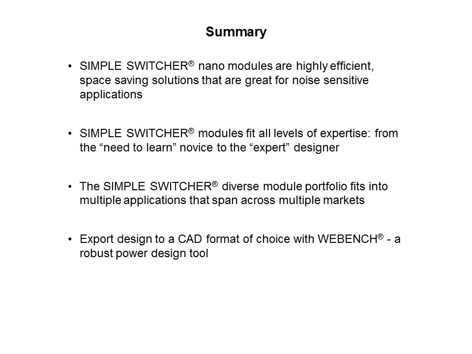 SIMPLE SWITCHER Nano Modules Overview Slide 23