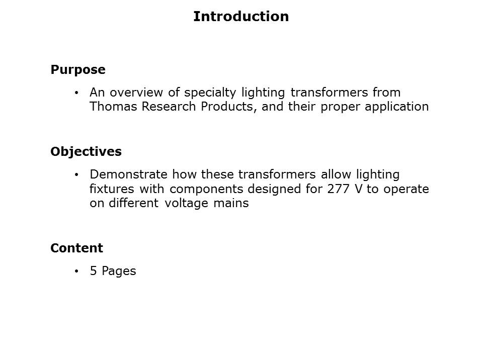 Specialty Lighting Transformer Slide 1