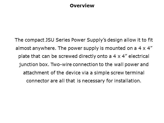 JSU Series Line of Switchmode Power Supplies Designed for Permanent Installations Slide 2