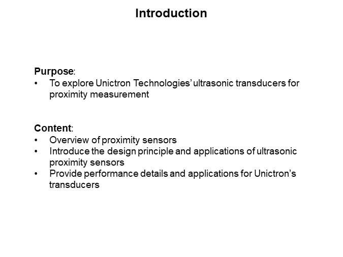 Image of Unictron Ultrasonic Transducer for Proximity Measurement - Introduction