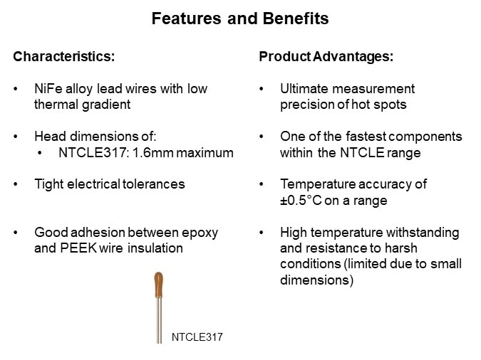 Image of Vishay BC NTCLE317 Temperature Sensor - Features and Benefits