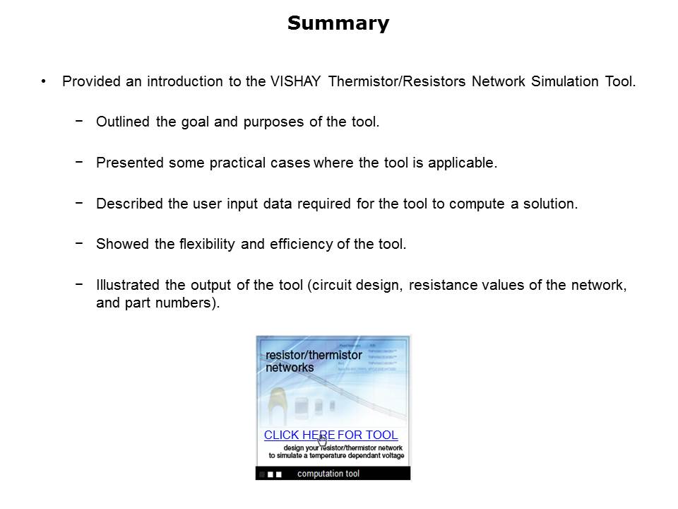 Thermistor Resistor Network Simulation Tool Slide 13