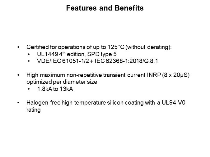 Image of Vishay BC Ultra-Surge Metal Oxide VDRUS Series Varistors - Features and Benefits