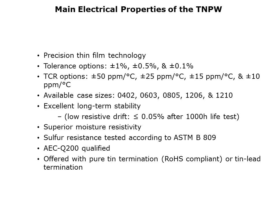 Image of Vishay TNPW Series Thin-Film Chip Resistors - Main Features Overview