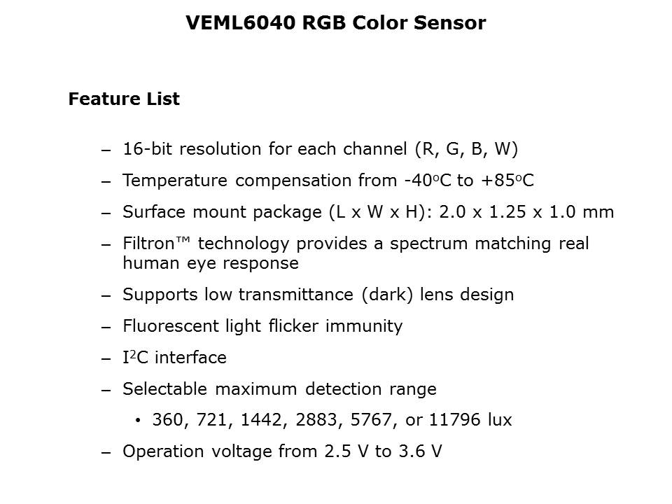 VEML6040 RGB Digital Sensor Slide 6