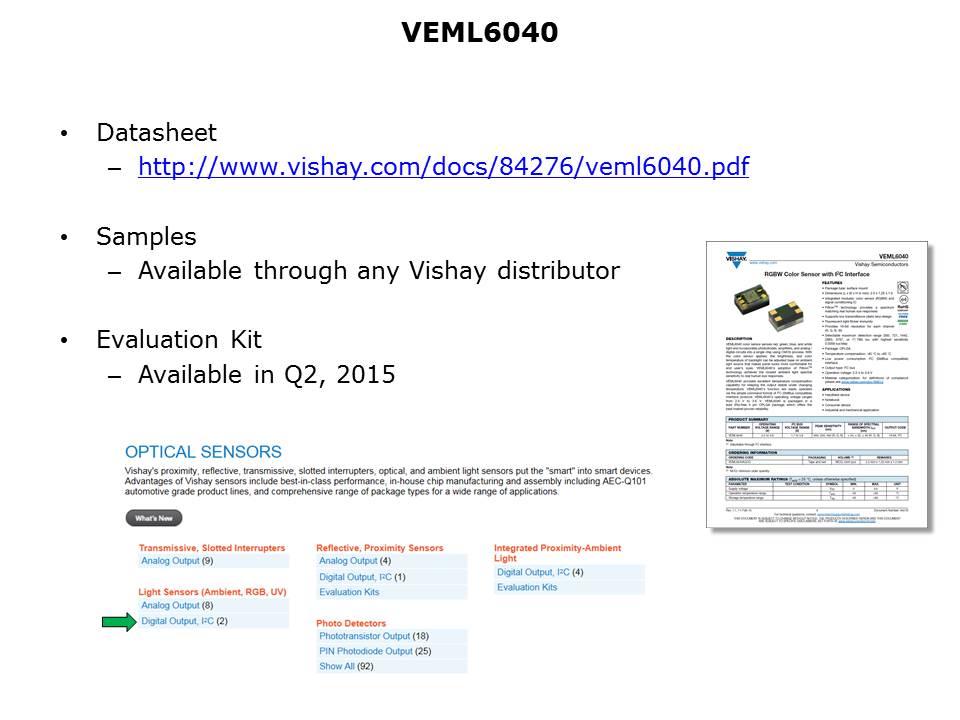 VEML6040 RGB Digital Sensor Slide 7