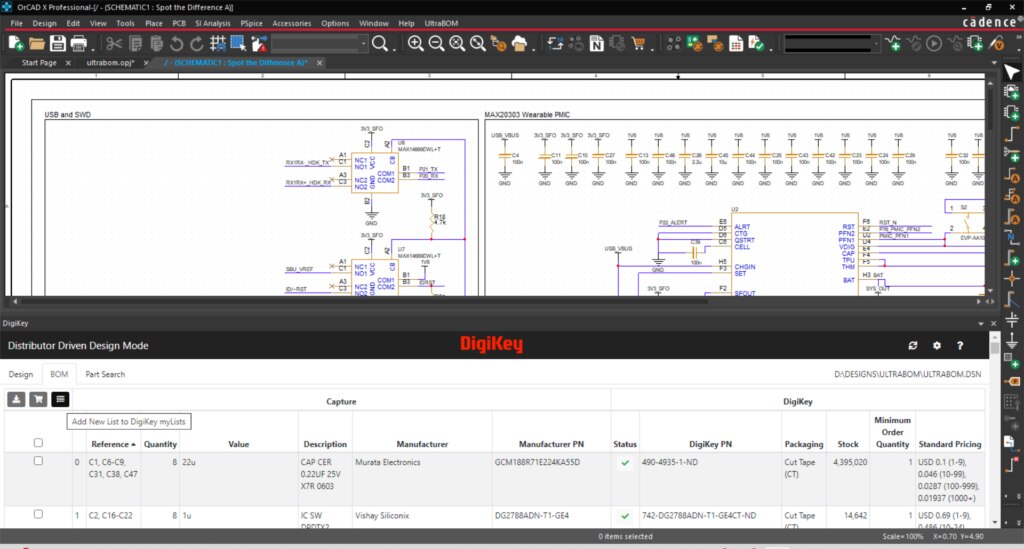UltraBOM from Accelerated Designs and DigiKey interface