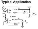 Allegro MicroSystems' ACS714 - Automotive Grade, High Accuracy Hall-Effect Current Sensor Typical Application Diagram Image of Allegro MicroSystems' ACS714 - Automotive Grade, High Accuracy Hall-Effect Current Sensor Typical Application Diagram