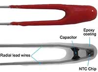 Bild der NTC-Rauschunterdrückungsthermistoren der NKI-Serie von Amphenol Advanced Sensors