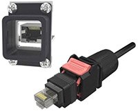 Image of Amphenol Commercial's ix Industrial™ RJ45 IP6X Rectangular Push Pull Cables and Connectors