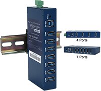 B+B SmartWorx 的 USH20x 工業 USB 3.0 集線器影像