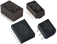 Image of Bourns' Model SM13100EL/SM91074AL LAN 10/100 Base-T Transformers and Model SM91501AL/SM91502AL BMS Signal Transformers