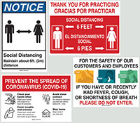 Bradyのソーシャルディスタンシングの標識とポスターの画像