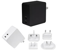 Image of CUI SWI65CC-N and SMI65CC Series 65W Dual USB-C Power Supplies