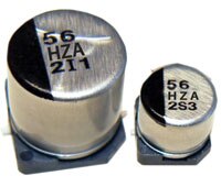 Cornell Dubilier Electronics 的 HZA 混合式聚合物鋁質電容圖片