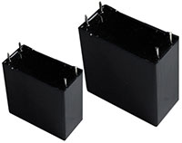 Immagine dei robusti condensatori radiali a film segmentato c.a. tipo 953B di Cornell Dubilier