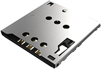 Image of GCT's Push-Push Micro SIM Connector with Compatible PCB Footprint