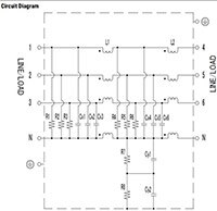 KEMET GTX 4 系列 EMI 三相滤波器 - 电路图（点击放大）