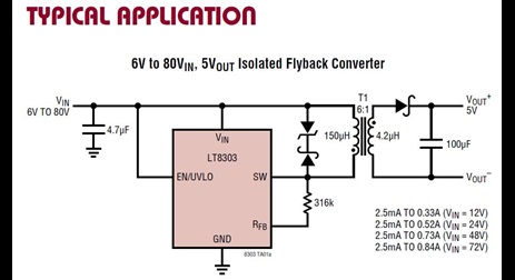 Analog Devices 的 LT8303 典型应用图片