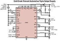 Analog Devices 的 LT8603 四通道輸出三重降壓轉換器和升壓控制器線路圖影像