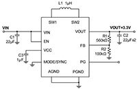Immagine del convertitore buck/boost MPQ28164 di MPS