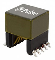 Imagen de los transformadores Flyback de potencia de Pulse Electronics, a YAGEO Company con huella industrial EP13(R) SMT