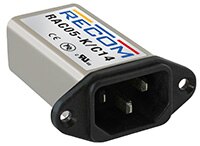 RECOM 的 RAC05-K/C14 低成本、隔離式、5 W 電源供應器，含整合式主電源濾波器的圖片