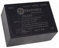 Bild des AC/DC-Leistungsmoduls der PAA05-Serie von TT Elektronik Power Partners