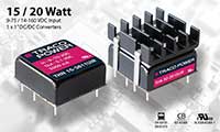 Image of TRACO Power THN 15UIR and THN 20UIR Series Ruggedized DC/DC Converters