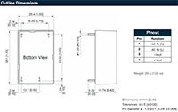 Image of Traco Power's TMPS 10 Series mechanical drawing, dims, and pinout chart