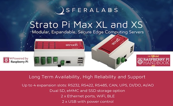 Image of Sfera Labs' new Strato Pi Max modular industrial controller with Raspberry Pi CM5