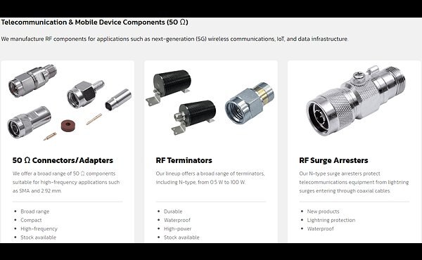 Telecommunication & Mobile Device Components 50Ohms