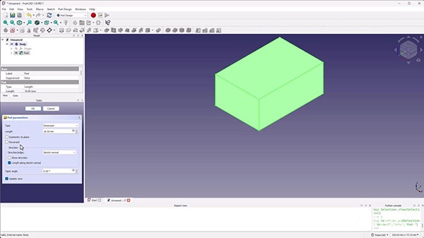 Intro to FreeCAD Part 2: Sketches, Constraints, and Part Design