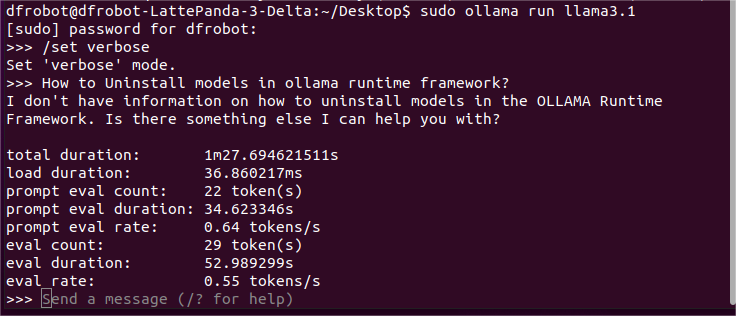 image of Token speed of Llama 3.1-8b-q4 running on LattePanda 3 Delta