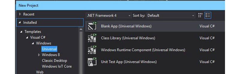 Figure 1: Start a new Project in Visual Studio