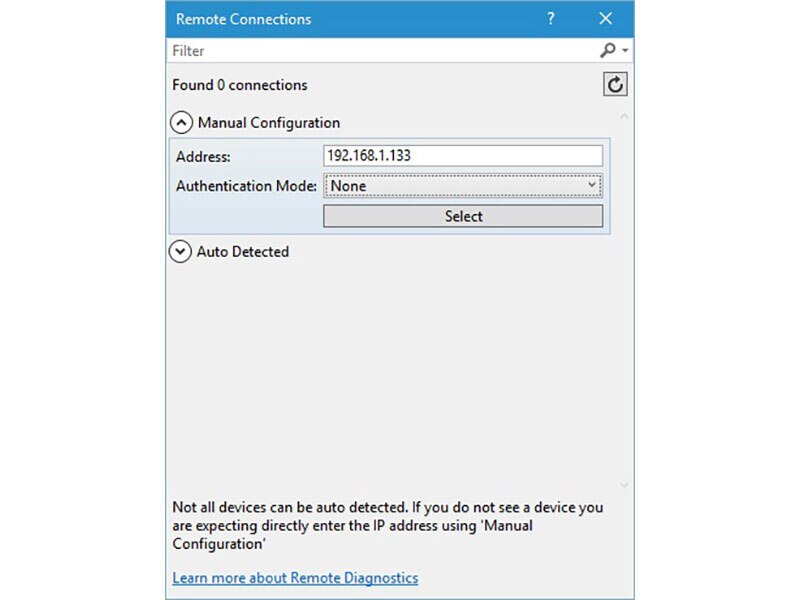 Figure 19: Insert IP address for remote connection