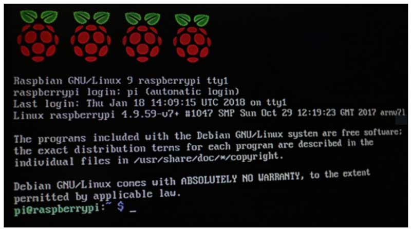 The Raspberry Pi command line boot mode