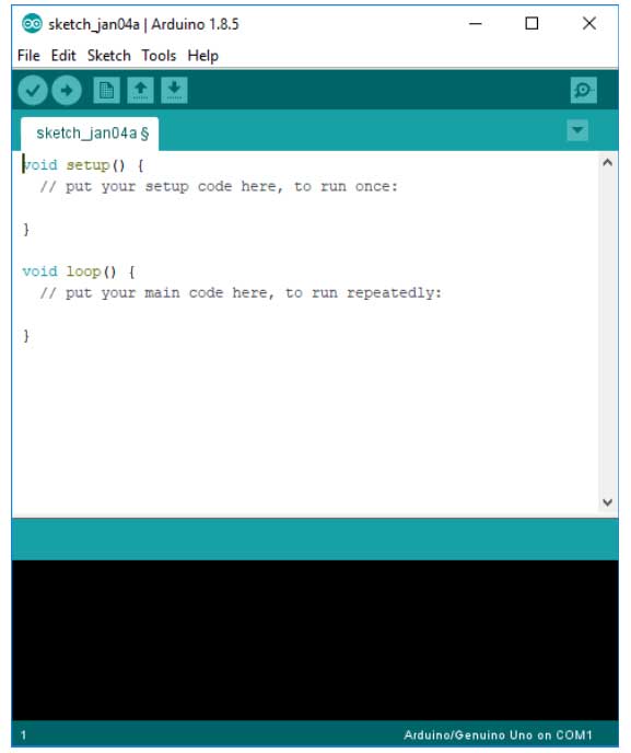 Image of The Arduino IDE in its default state