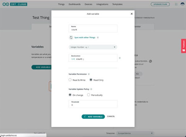 Getting Started with the Arduino IoT Cloud