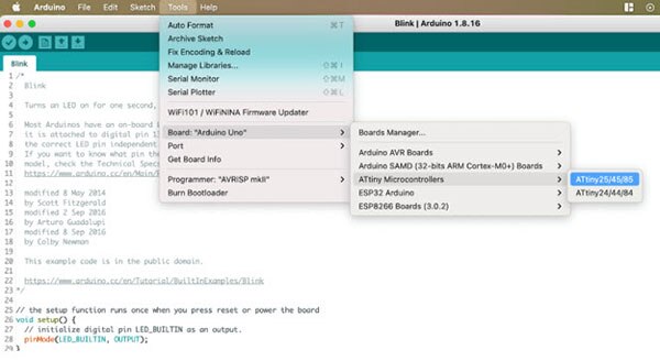 How to Flash the Arduino Bootloader to an ATTiny85 IC