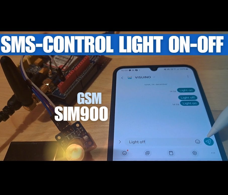 SIM900 SMS Light Control Project – Visuino Tutorial
