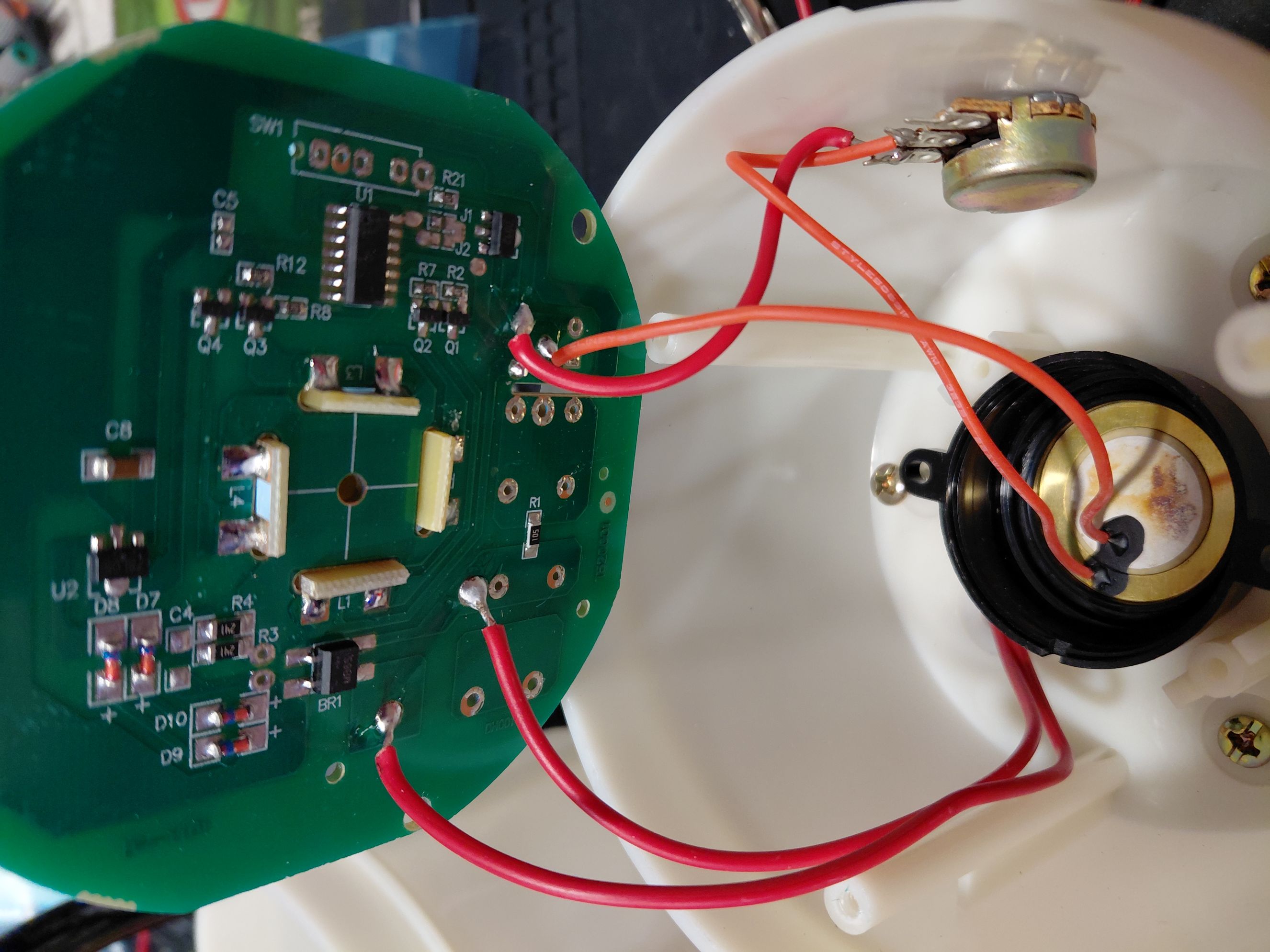 Inside base of newer warning light
