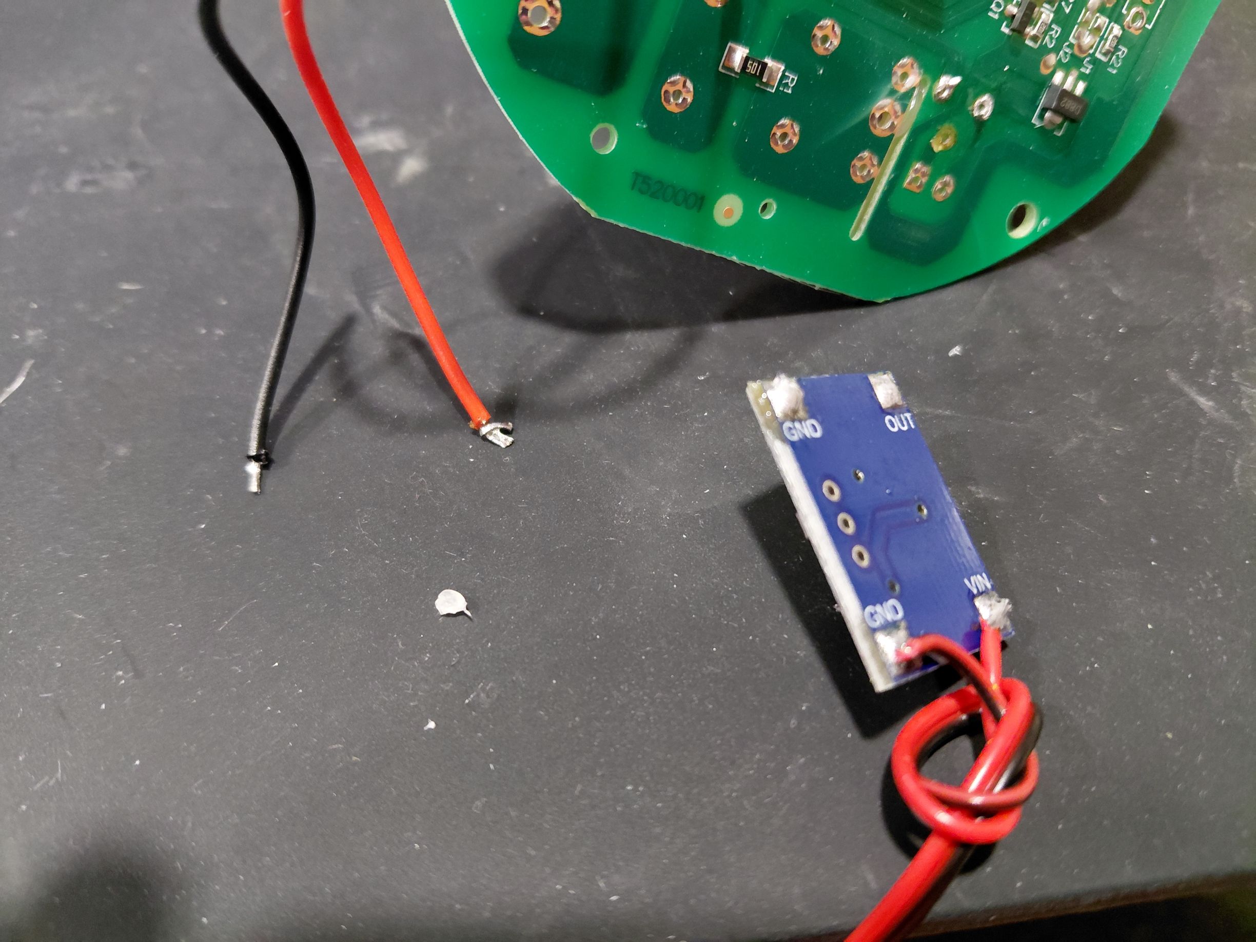 boost converter with wires desoldered