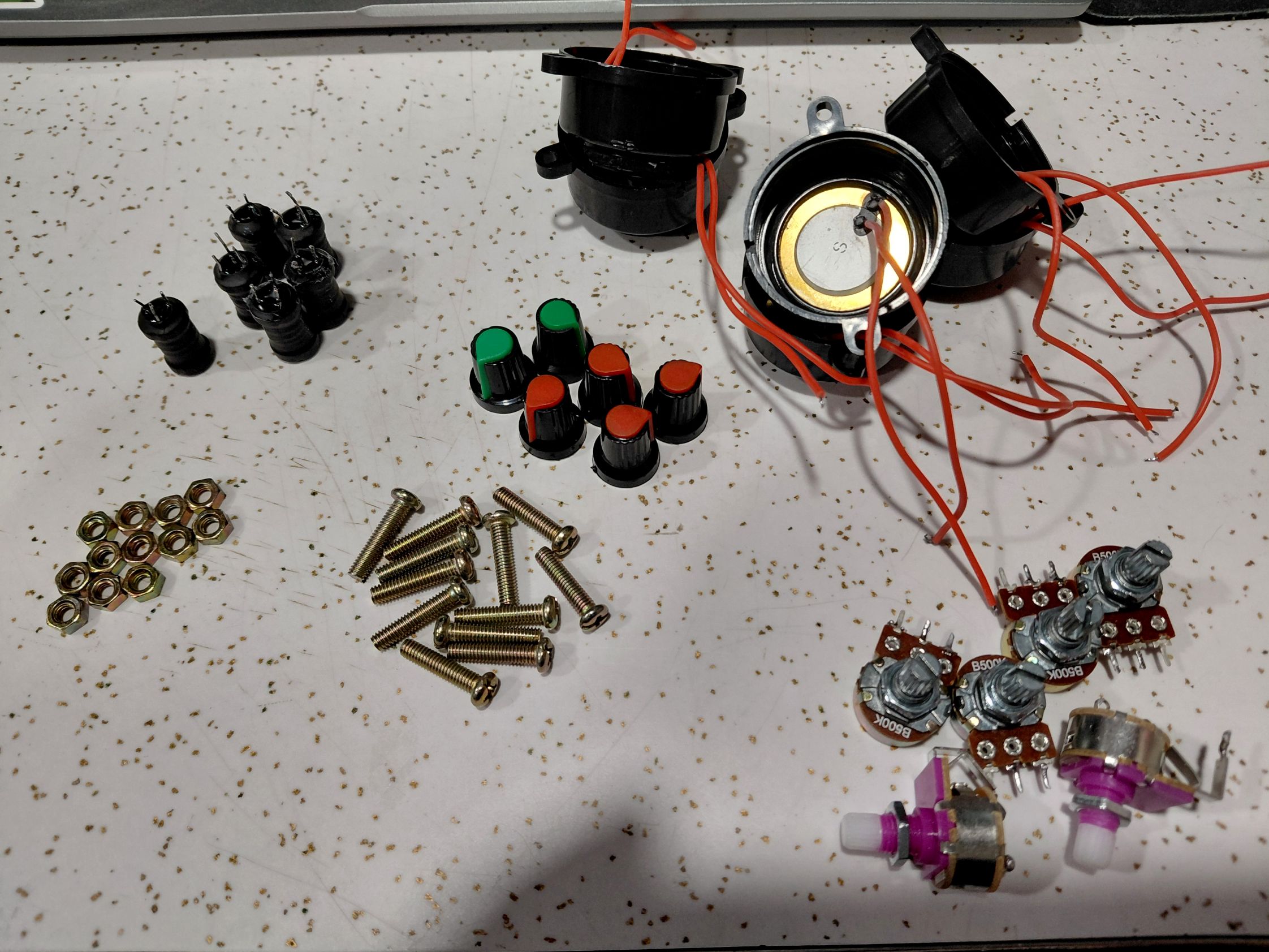 assorted components on a table