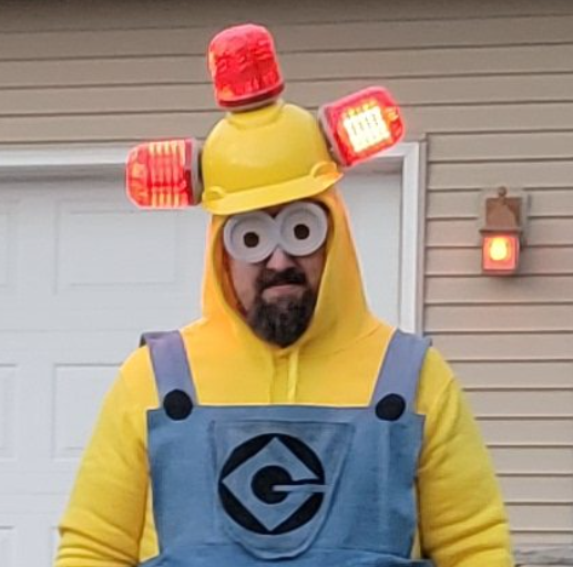 A person in a Minion costume