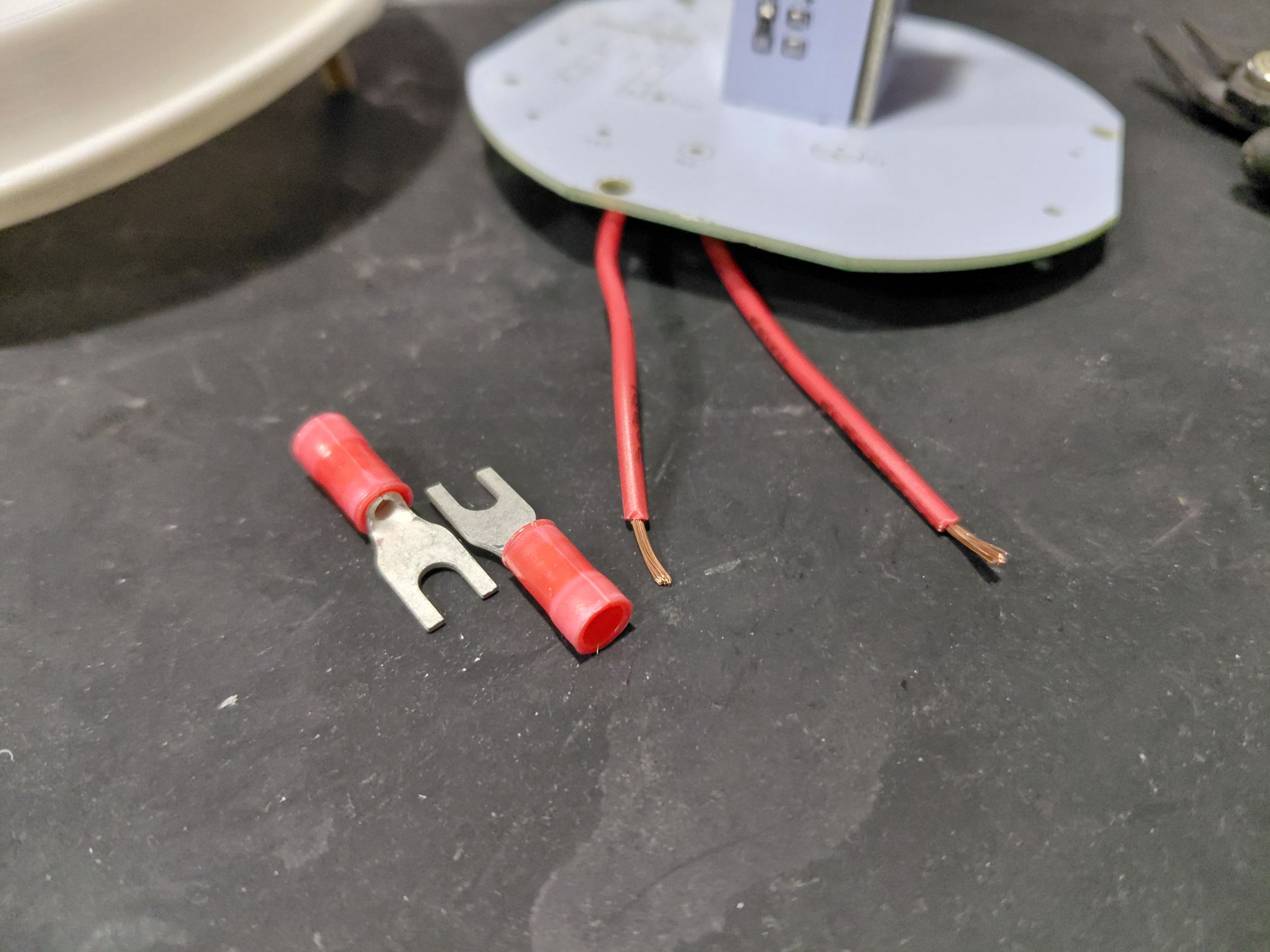 spade terminals next to wires